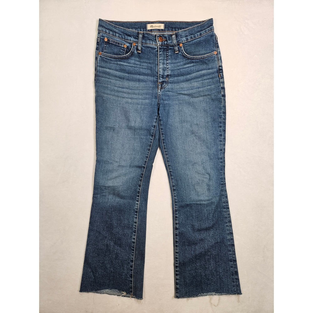 Madewell Mid-Rise Kick Out Jeans Medium Wash Raw Hem DM7131 Size 29
